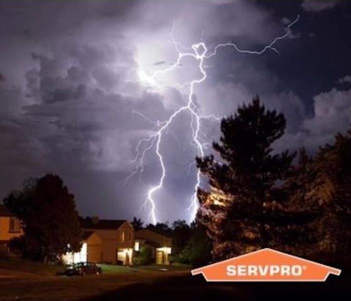 SERVPRO logo/ Lightning storm
